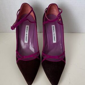 Manolo Blahnik Purple and Brown Heels